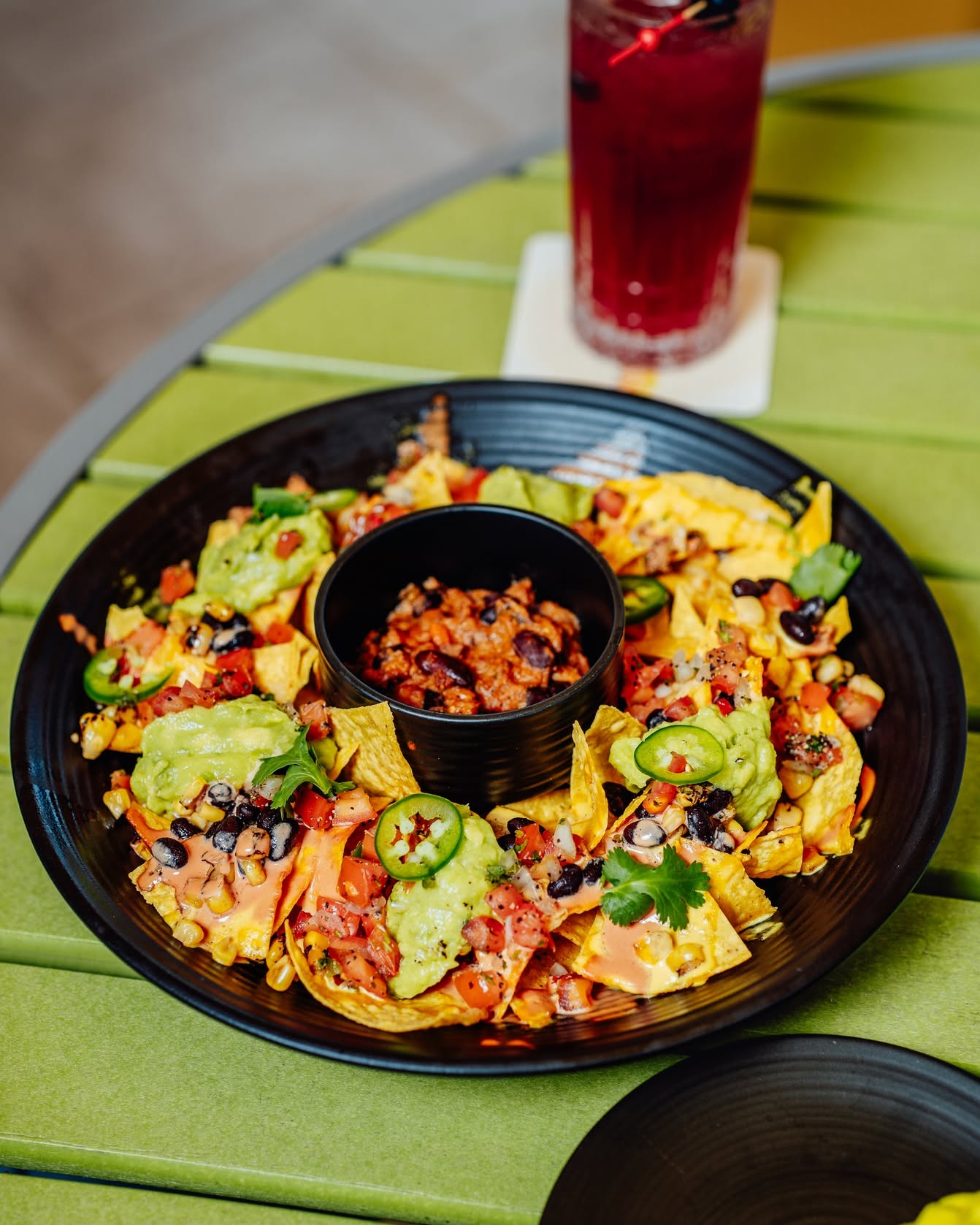 Loaded nachos platter served at Horizons Lounge